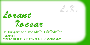 lorant kocsar business card